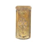 An Avery brass needlecase ïThe Quadruple Golden Casket, W. Avery and Son, RedditchÍ, butterfly on