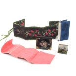 Needle books and rolls comprising a reverse glass decorated needle book titled ïWindsorÍ, 3.5cm, a