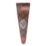 A Tartan ware scissor case (Clan Stuart) of triangular tapering form, etched steel catch, interior