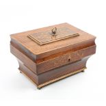 A mid 19th Century French Palais Royal style sewing box of rectangular casket form, the rosewood