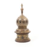 An early 19th Century painted Tunbridge ware sewing companion in the form of a Brighton Pavilion