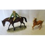 A Border Fine Arts figure on horseback by D Geenty (wooden plinth missing) and a Beswick model of an