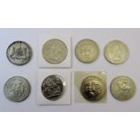 Two George VI, 1951, Festival of Britain Crowns, five other commemorative crowns, and a