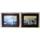 A pair of Delft plaques by Thooft and Labouchere printed in blue and white and with a Dutch