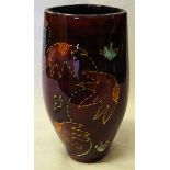 An Anita Harris Studio Pottery Vase of an abstract floral design on a red ground. 9 1/2" (24cms)