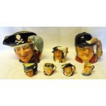 A Royal Doulton large size Character Jug "Gone Away" another "Long John Silver" and various other