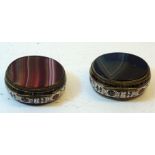 Two enamel and agate oval Boxes. (one damaged)