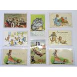 A collection of Vintage Postcards featuring cats, many by Louis Wain.
