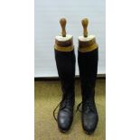 Another pair of Gentleman's black Hunting Boots with wooden trees.