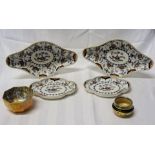 A pair of Royal Worcester Vitreous oval shape shallow Dishes, decorated with panels of flowers and