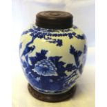 A 20th Century Chinese baluster Vase, decorated with flowers, birds and trees, in blue and white,