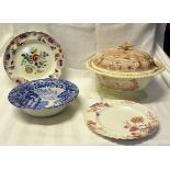 An Adams "English Scene" pattern Soup Tureen and Cover, Copeland Spode "Chelsea Garden" pattern