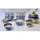 An 18th Century Liverpool blue and white Bowl decorated with the cannon ball pattern. 4 1/2" (11cms)