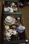 2 Trays assorted glass and china