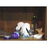 Pair Onyx bookends and various glass ornaments etc