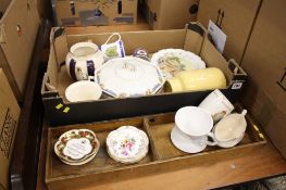 2 Trays assorted china including Royal Crown Derby