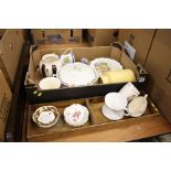 2 Trays assorted china including Royal Crown Derby