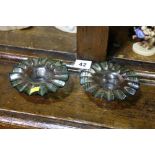 Pair of glass candle holders