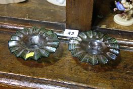 Pair of glass candle holders