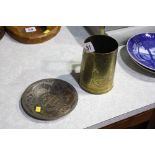 Trench art type tankard and dish