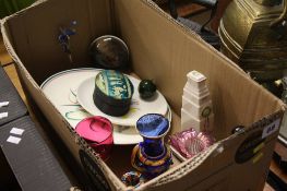 Box of assorted including Poole, Murano glass etc.