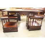 A pair of mahogany reproduction style side tables.