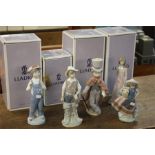 5 Various Lladro figurines with 4 boxes.