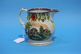 A Sunderland purple lustre 'Free Mason's Arms' jug