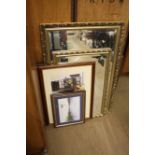 Two gilt framed mirrors etc.