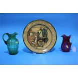 Two Victorian jugs and a Royal Doulton plate.