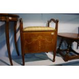An Edwardian mahogany and Marquetry inlaid piano s