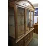 A pair of lime washed display cabinets, 156 x 201c