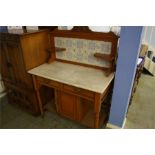 Marble top washstand, 92cm wide.