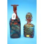 Mdina glass decanter and Mdina vase.