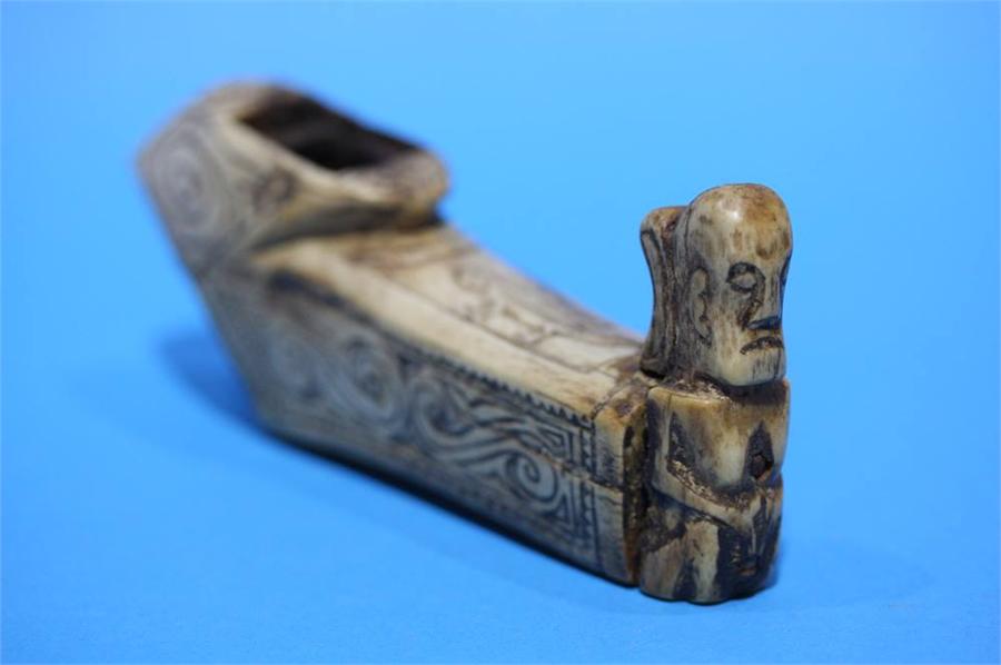 A South American opium pipe, a carved treen nut cr - Image 2 of 17