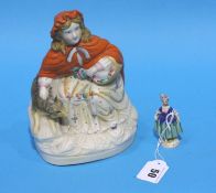 A small Continental figure and a Staffordshire 'Re