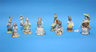 Six modern Beatrix Potter figures, three Royal Alb