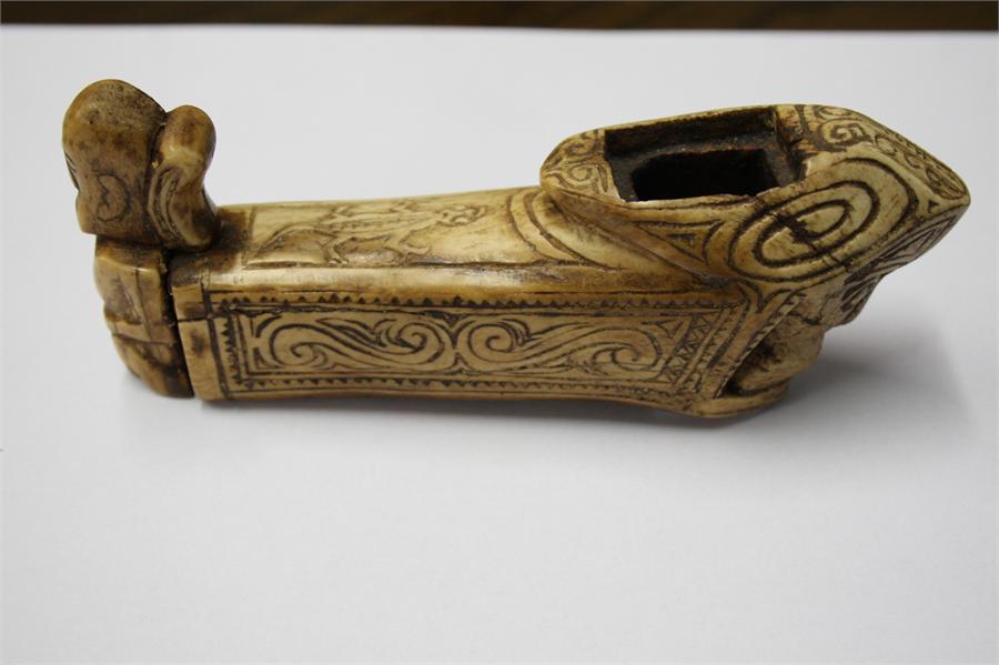 A South American opium pipe, a carved treen nut cr - Image 14 of 17