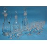 Three glass decanters etc.