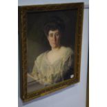 E.J. Wells, pastel, signed. Dated 1906. 1/4 length