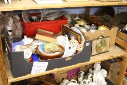 Shelf of assorted kitchenware etc.