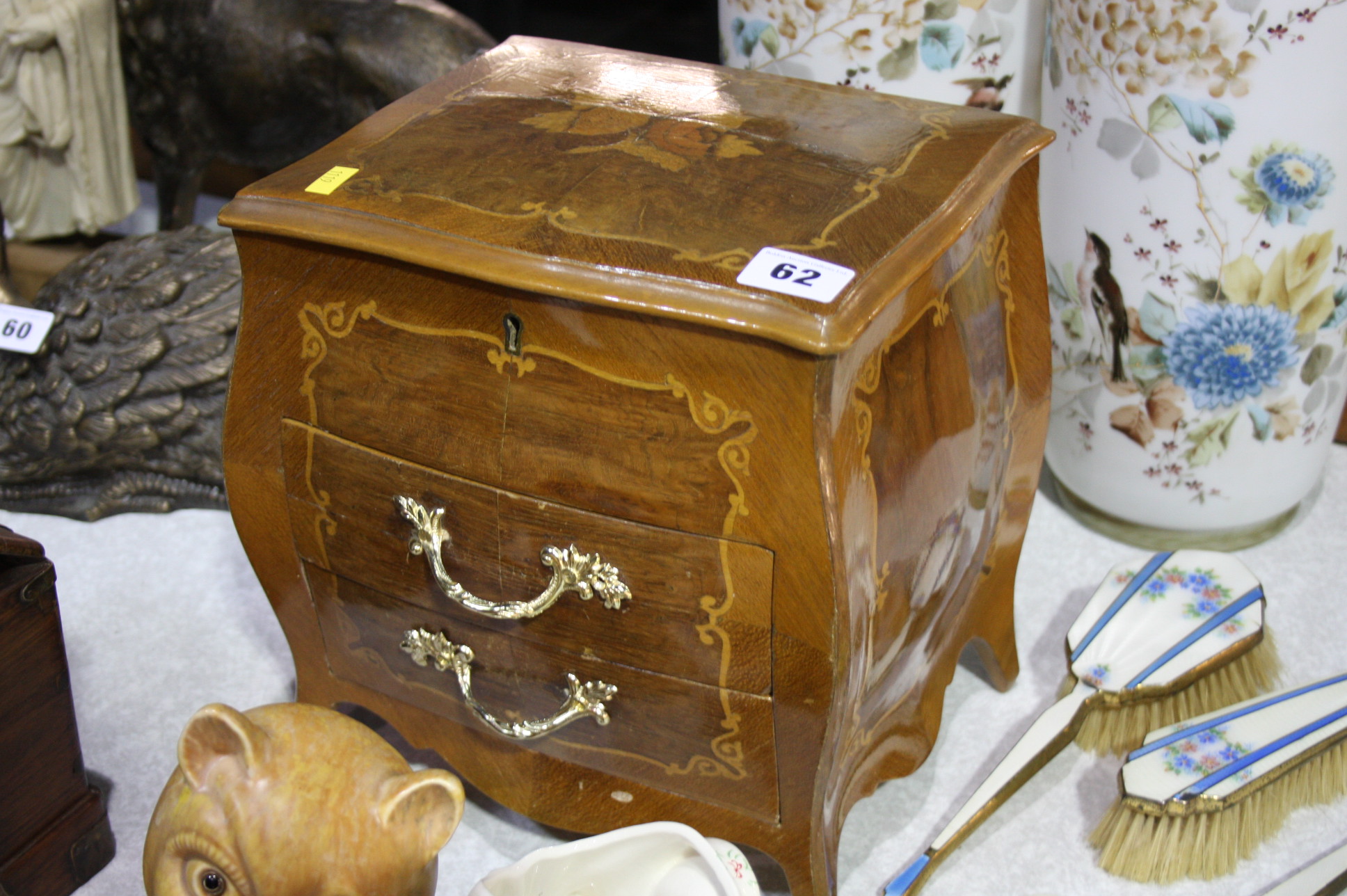 Enamel dressing table set and jewellery box