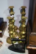 3 Pairs of brass candlesticks