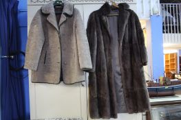 Fur coat and 2 sheep skin coats