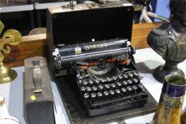 Typewriter and a set of chemistry bottles