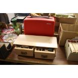 Sewing machine and wooden set of drawers