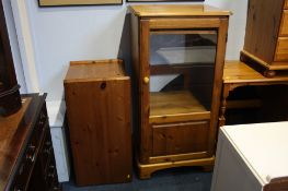 Pine box and hi fi cabinet