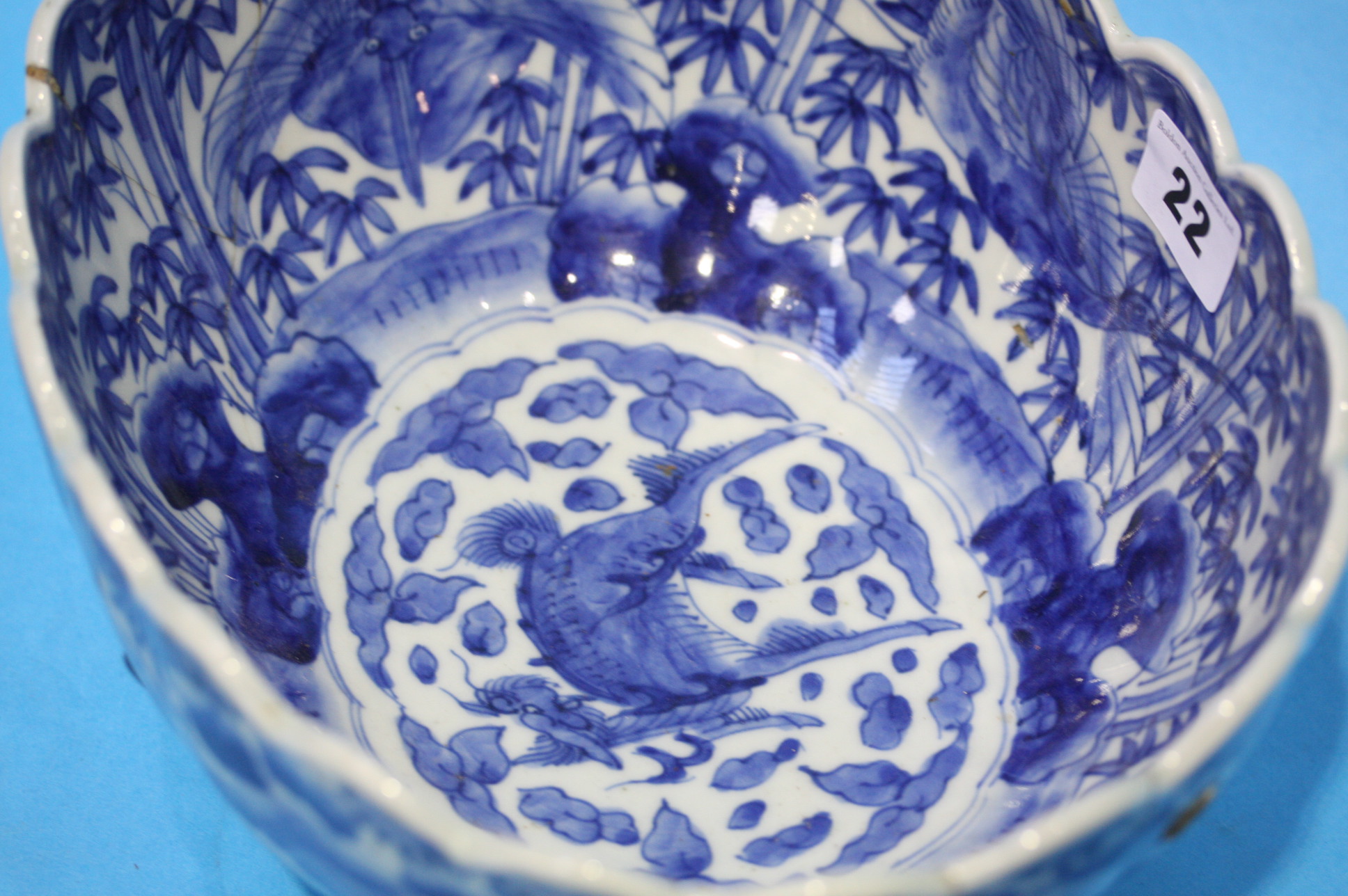 A late 19th century Chinese blue and white bowl de - Image 2 of 3
