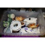 Three boxes of assorted including Mdina glass etc.