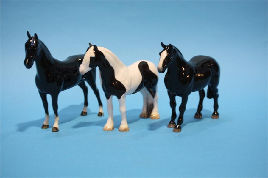 Two modern Beswick horses and a Beswick 'CH Black